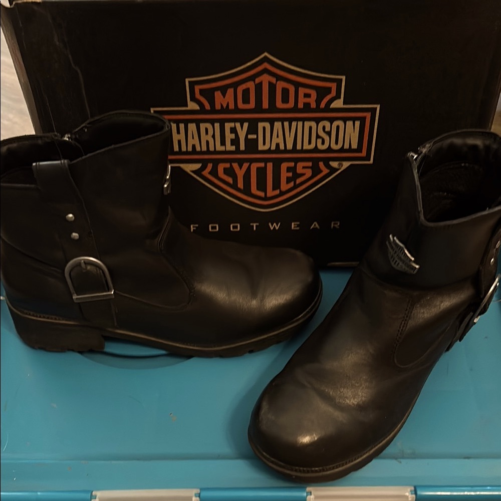 Harley-Davidson Black Leather Ankle Boots